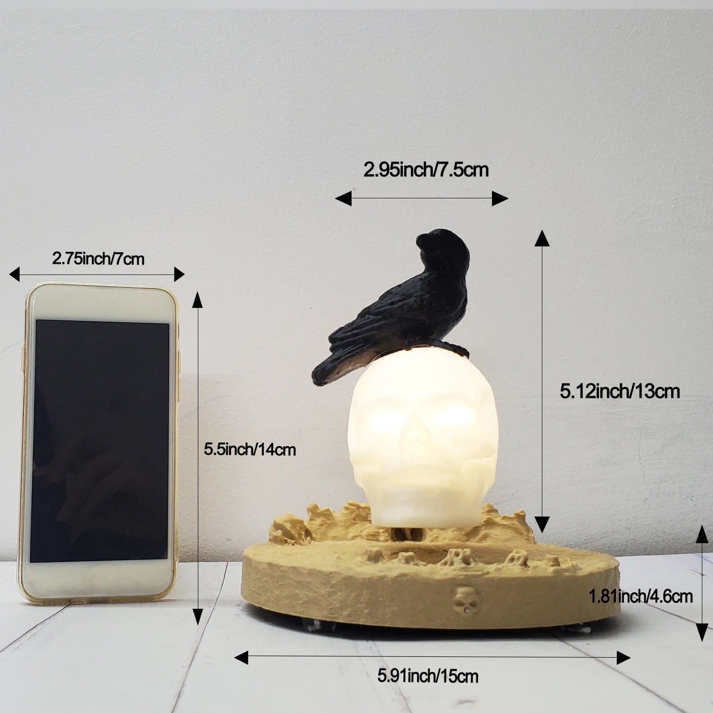 HCNT Magnetic Levitating 3D-Printed Skull Night Light 3 Light Modes Decor Lamp for Game Room Party Horror Decor Unique Skull Gif
