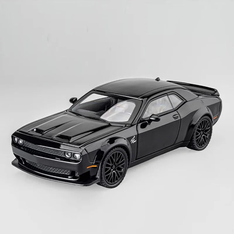 1/32 Dodge Challenger Hellcat Model Car, Zinc Alloy Pull Back Toy car with Sound and Light for Kids Boy Girl Gift