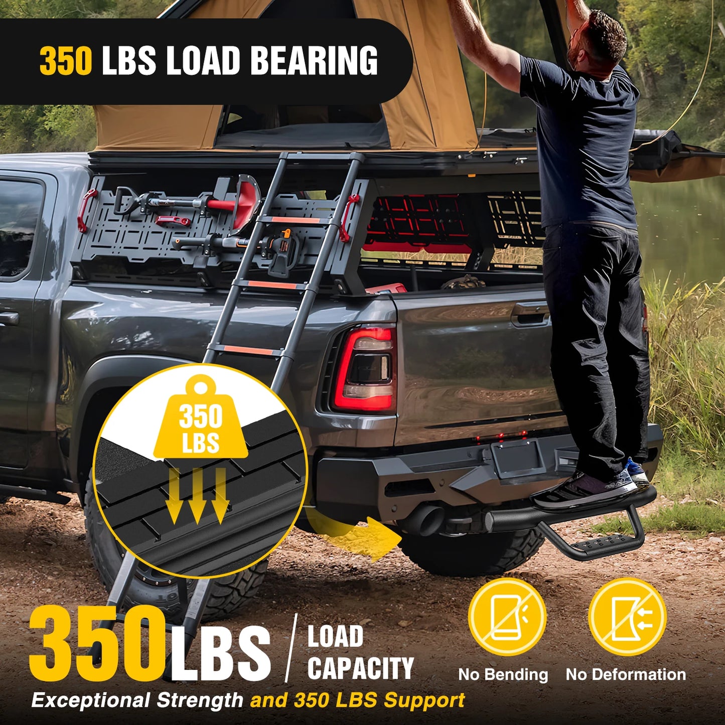 Nilight 36" Hitch Step Fits 2" Receivers Trailer Towing Drop with Rubber Non-Slip Pad Rear Bumper Guard with 5/8" Hitch Pin Clip & U-Bolts Stabilize for Pickup Truck Car SUV
