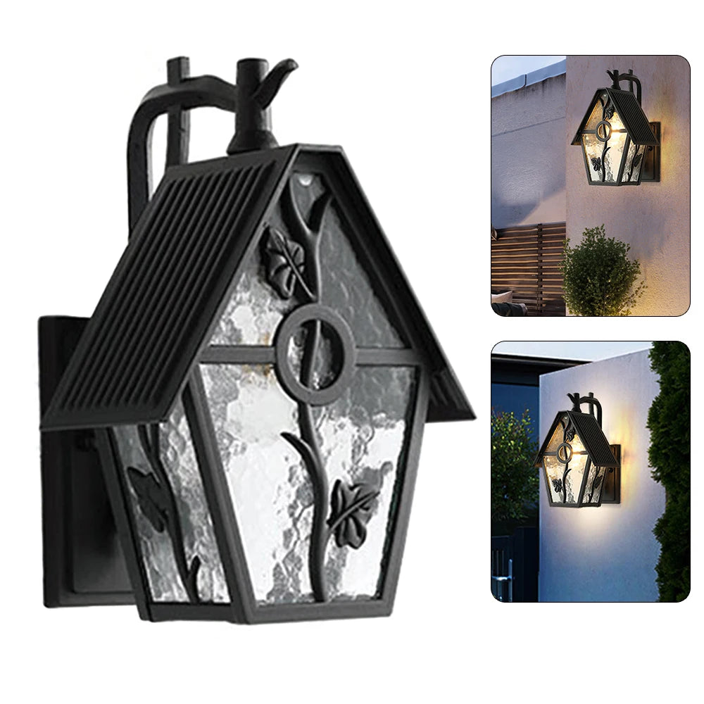 100W European Style House Wall Lamp IP55 Waterproof Outdoor E26 Base Light with Flower Decoration for Garden, Patio & Corridor