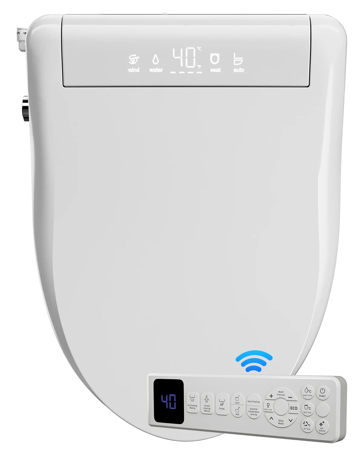 Sanyipace Elongated Smart Toilet Seat with Air Dryer Night Light And Remote Control for Enhanced Bathroom Experience