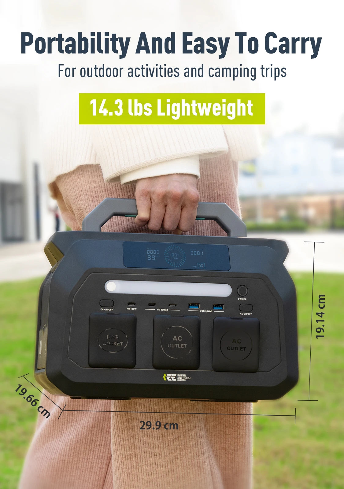 IEE P800 Portable Power Station, 512Wh LiFePO4 generator,1600W Peak Solar Generators, 800 wat power source,2x800W AC Outlets Lightweight & Quiet Solar Generator for Camping, Home Emergency, RV & Outdoor Travel