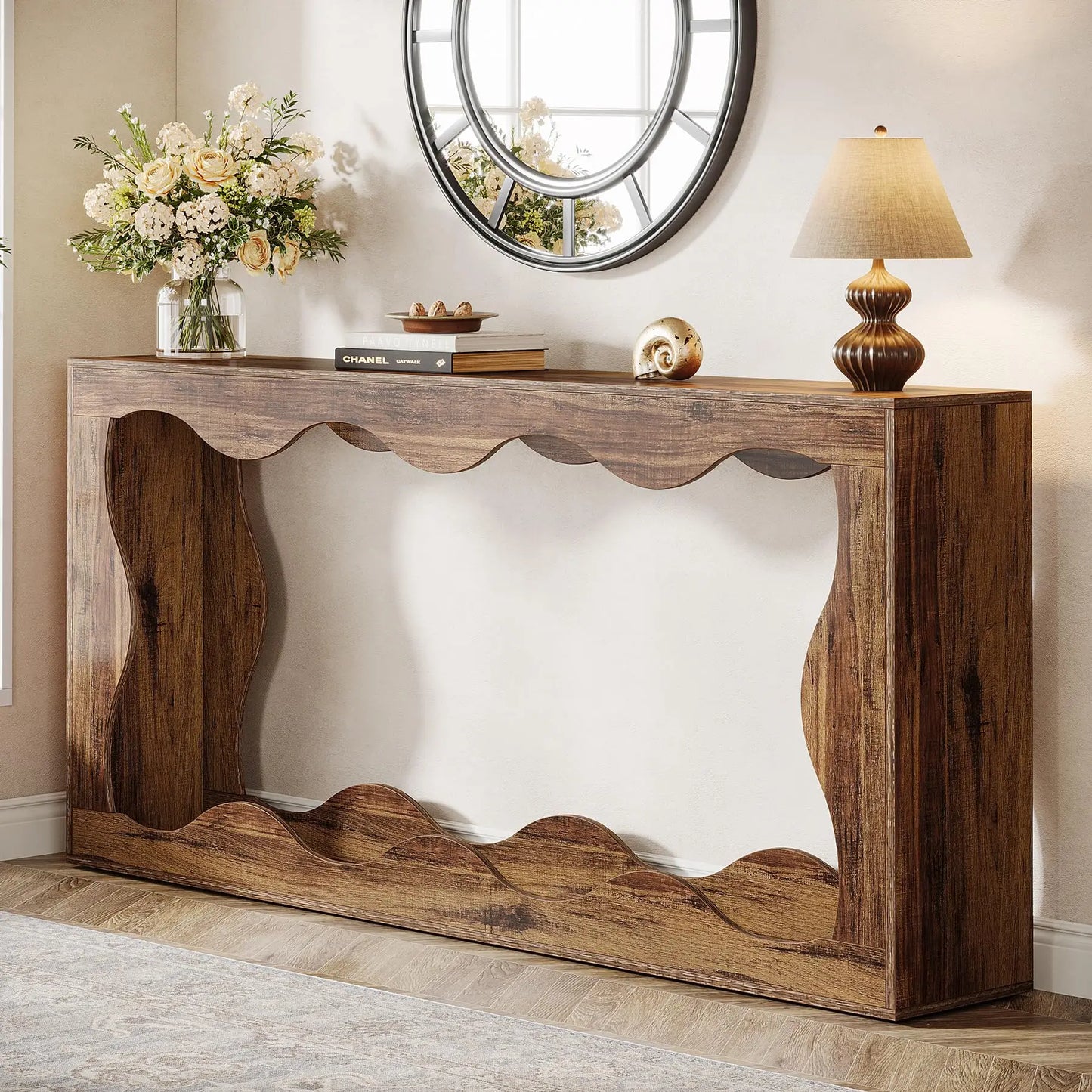 Tribesigns 63 Inches Farmhouse Console Table with Storage, Couch Table Behind Sofa, Long Entryway Table, Sofa Console Table, Nar