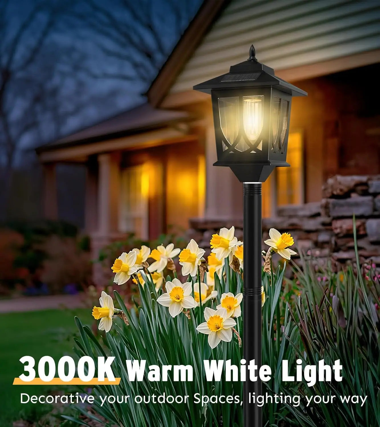 63" Solar Lamp Post Light 2 Pack, Waterproof Outdoor Lights for Patio, Backyard, Porch Decor with Warm White Replaceable Bulb
