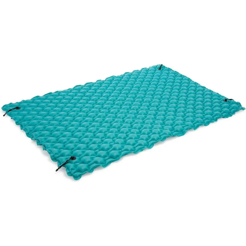 Giant Inflatable Floating Water Mat Relaxing Platform Pad for Pools and Lakes with 4 Connect 'n Float Connectors, Teal (4