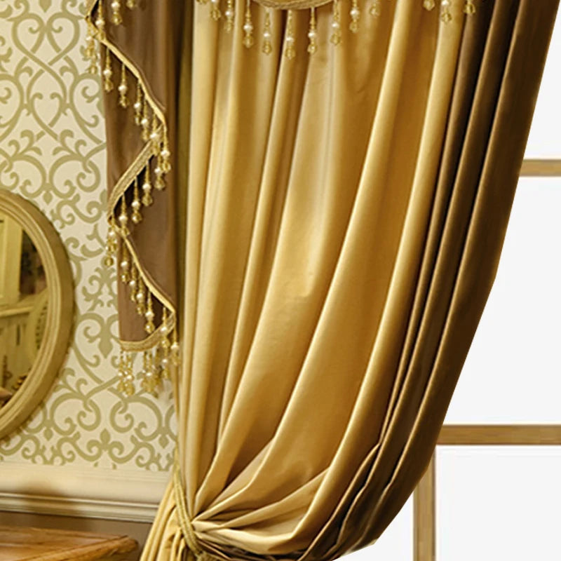 2pcs French velvet European thickened flannelette curtain living room bedroom high-grade finished products, no valance