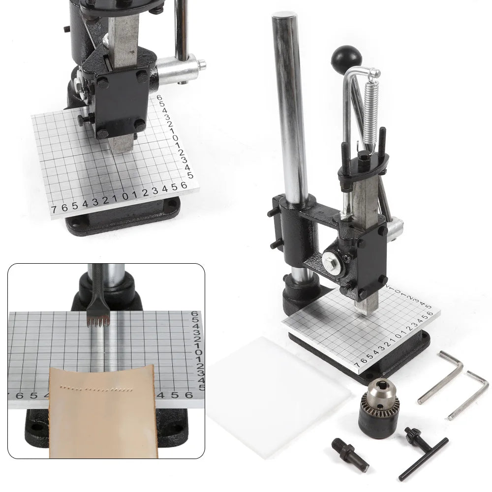 Leather Craft Imprinting Machine DIY Manual Embossing Press Cut Leathe Hole Puncher Punching Bronzing Tool Cutting Stitching