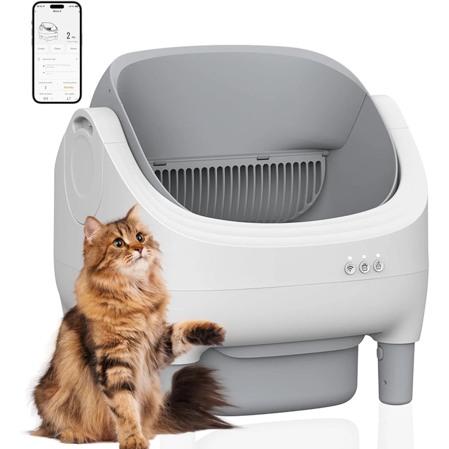 Smart Self-Cleaning Litter Box For Cats Open Air Auto-Sifting Pet Toilet Odor Control Extra Large Kitty Tray With App