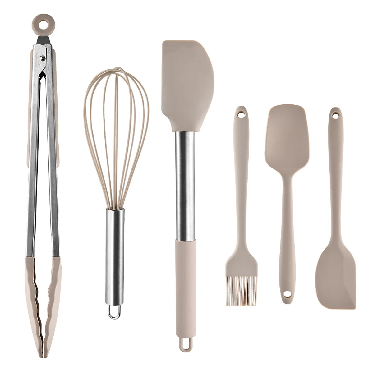 2/4/6/8pcs Silicone Kitchenware Set Stainless Steel Hand Shovel Soup Spoon Spaghetti Claw Cooking Set Household Kitchen Tool Set