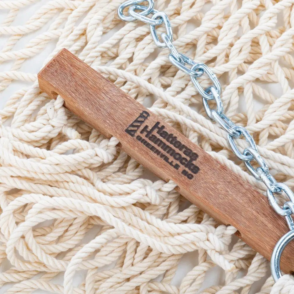 DC11OT Small Oatmeal Duracord Rope Hammock with Free Extension Chains amp Tree Hooks, Handcrafted in The USA, Accommodates 1 Pe