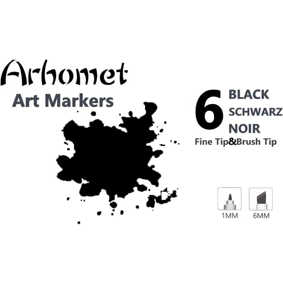 6pcs Black Alcohol Markers Set with Dual Tips for Art Drawing and Sketching Ideal for Beginners and Adults Perfect for ' Creati