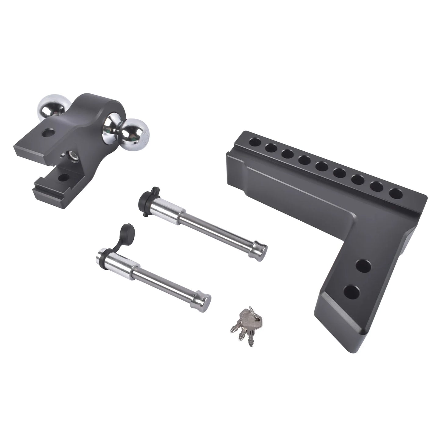 AP03 Adjustable Trailer Hitch Fits 2.5" Receiver | 8" Drop/Rise Heavy Duty Aluminum