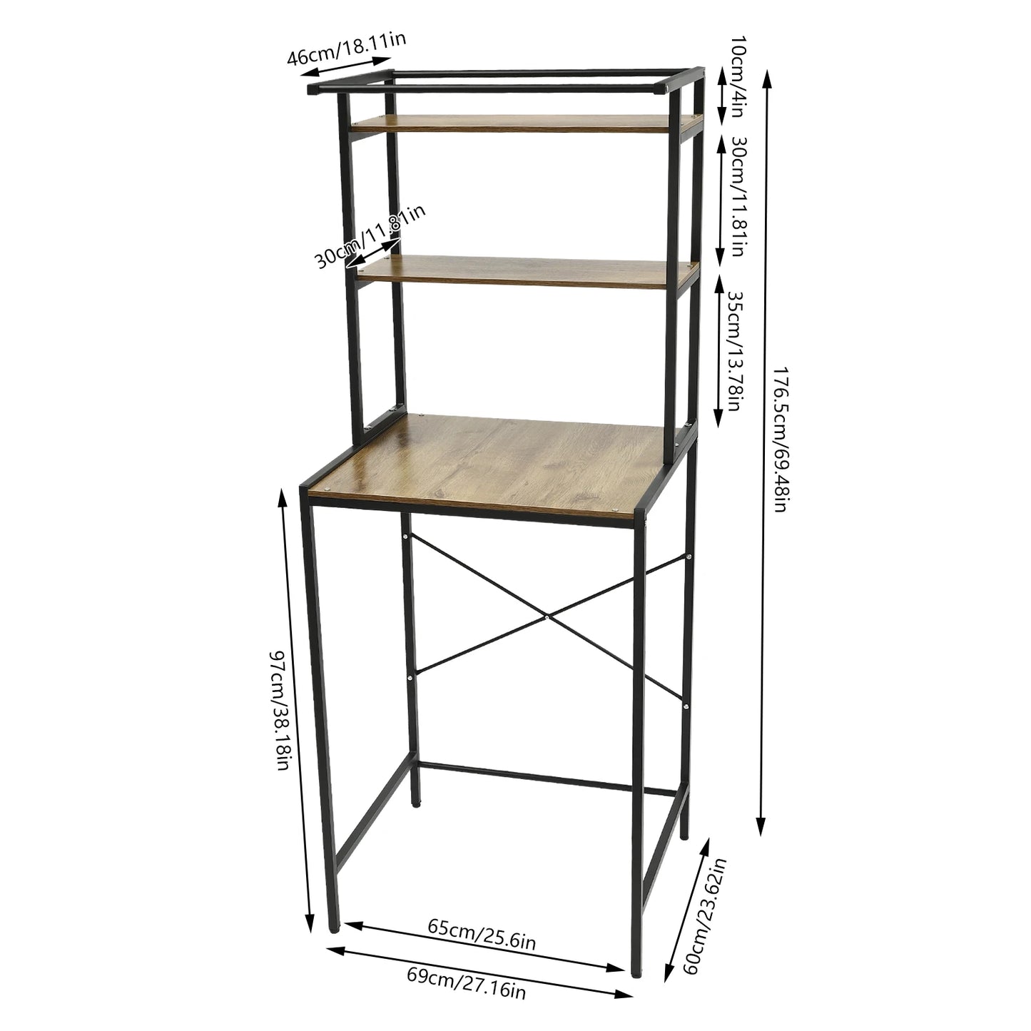 3 Tiers Washing Machine Shelving, Washer and Dryer Standing Storage Rack Bathroom Organizer Shelf for Laundry Rooms, Balconies