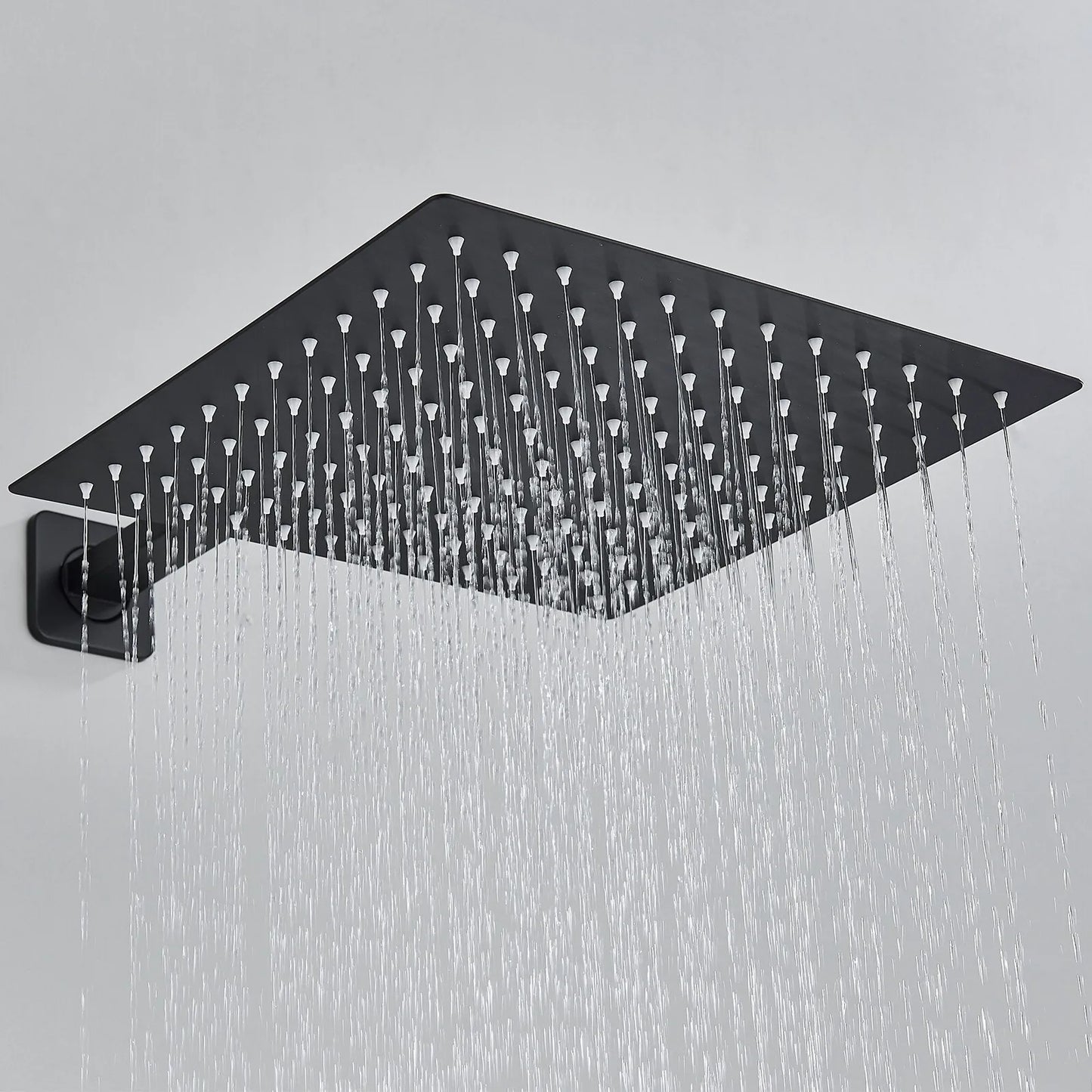 Black 8 inch Rain Shower Faucet Set Thermostatic Valve Massage Shower System Kit