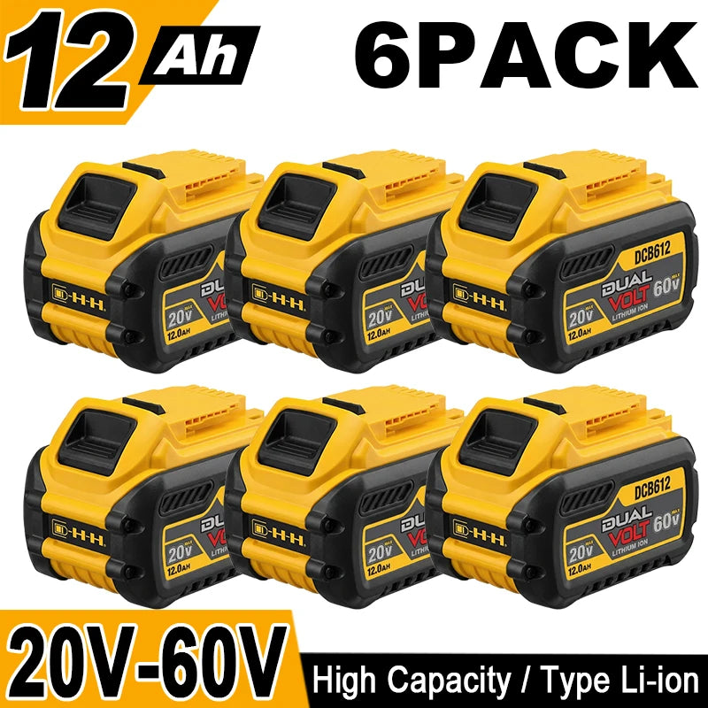 1/2/4PACK 12.0Ah Batteries For DEWALT FLEXVOLT 20V 60V MAX Lithium Ion Battery DCB609 DCB606 DCB612 Fit Compatible With Dewalt