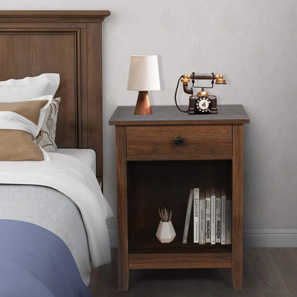 Bedroom Nightstands - Set of 2 Wooden Night Stands with Drawer for Home Bedside End Table Large Storage Furniture,, Customized