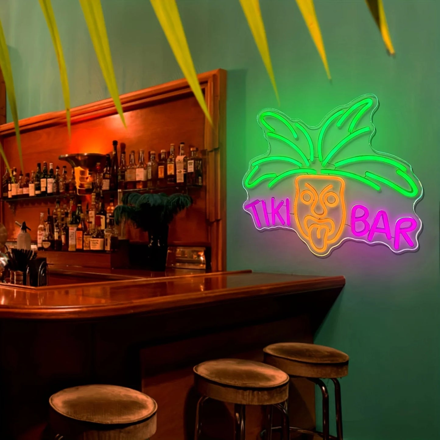 Tiki Bar Neon Light Sign Acrylic Dimmable LED Neon Sign 16"x13" Beer Bar Pub Club Restaurant Wall Deocr Artwork Gift Signs