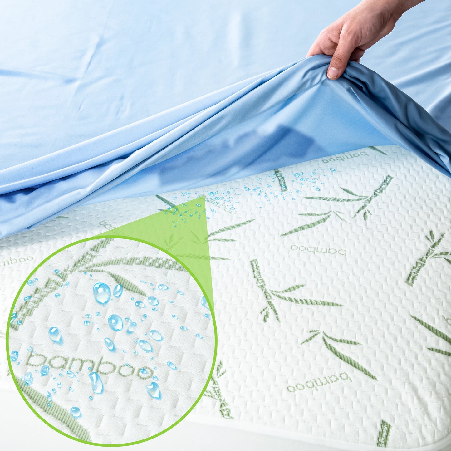Lux Decor Mattress Protector, Cooling Rayon dervied from Bamboo Viscose, 100% Waterproof - Fitted Sheet Style, Deep Pocket