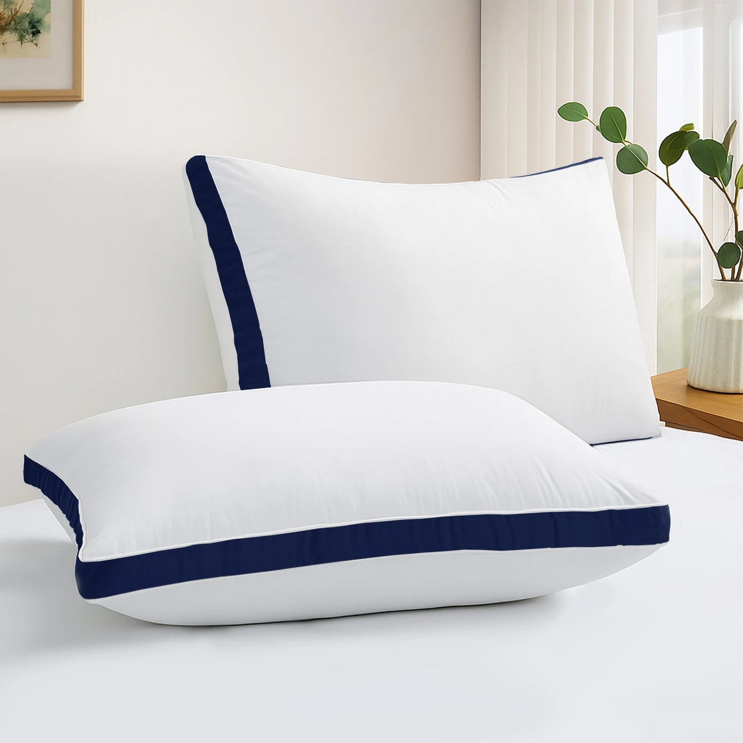 Lux Décor Bed Pillows- Set of 2 - Hotel Quality Gusseted Down Alternative Pillows for Back, Stomach or Side Sleepers