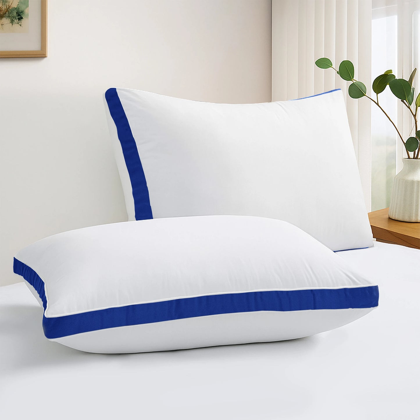 Lux Décor Bed Pillows- Set of 2 - Hotel Quality Gusseted Down Alternative Pillows for Back, Stomach or Side Sleepers