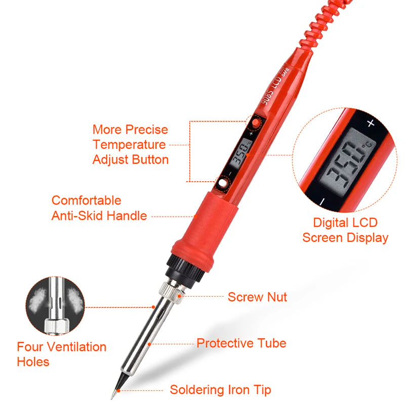 JCD 80W Electric Soldering Iron 220V 110V Adjustable Temperature Solder Iron LCD Display Welding Repair Tools Soldering Iron Tip