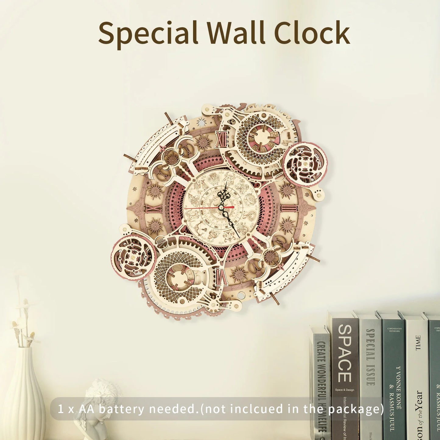 Robotime Rokr 3D Wooden Puzzles Steampunk Clock Kit DIY Mechanical Wall Quartz Aesthetic Room Decor Unique Gift For Adults