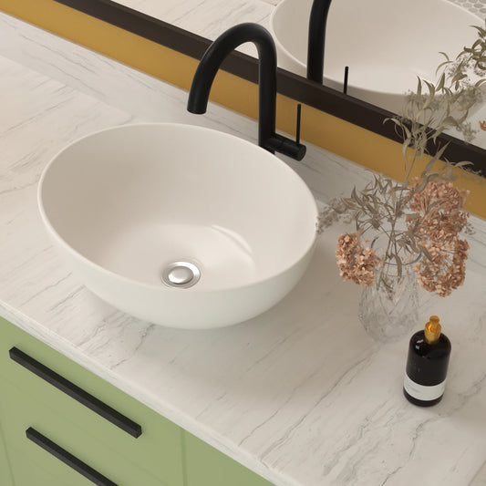 16x13 Inch White Ceramic Modern Oval Bathroom Sink For Home Bathrooms, Restaurants, Office Buildings, Schools, Indoor or Outdoor