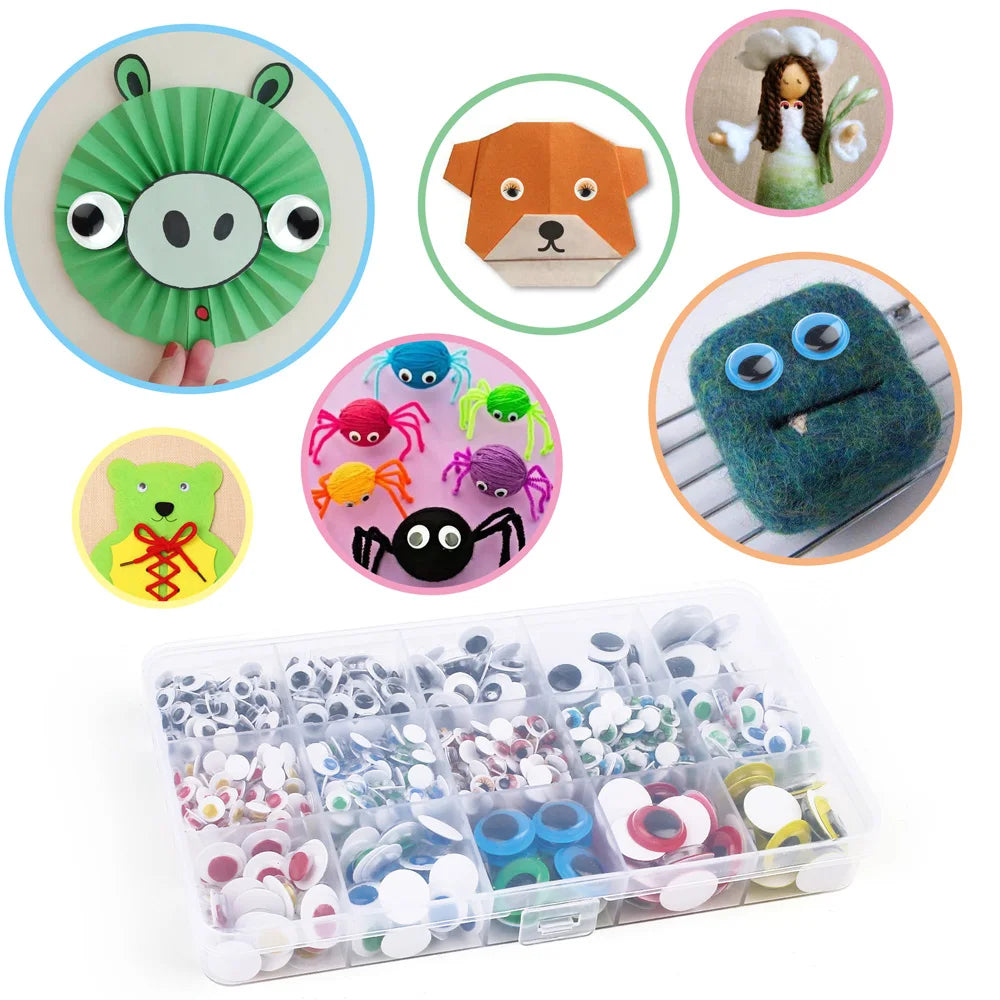 1100pcs Self-adhesive Googly Wiggle Eyes for DIY Scrapbooking Crafts Projects DIY Dolls Accessories Eyes Handmade Toys