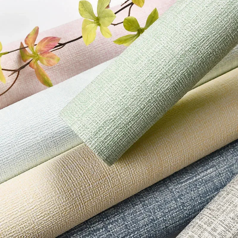 50cmX2.8/10m Linen 3D Foam Wallpaper Self-adhesive PVC Solid Color Thickened Waterproof Background Wall Renovation Wall Stickers