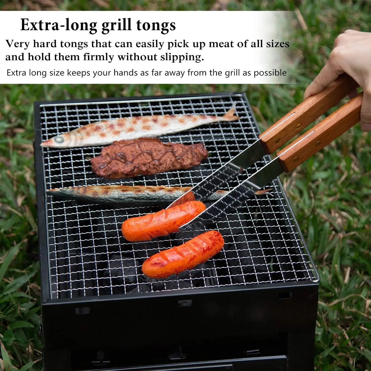 Stainless Steel BBQ Tools Set for Grilling, Backyard Barbecue & Outdoor Camping Gift - 4 Pieces