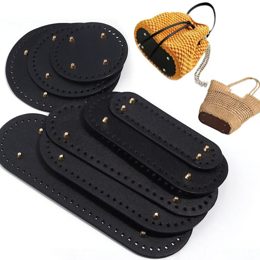 PU Leather Oval/Round Long Knitting Crochet Bags Bottom for DIY Weaving Supplies Home Decor Crochet Bag Bottom Accessories