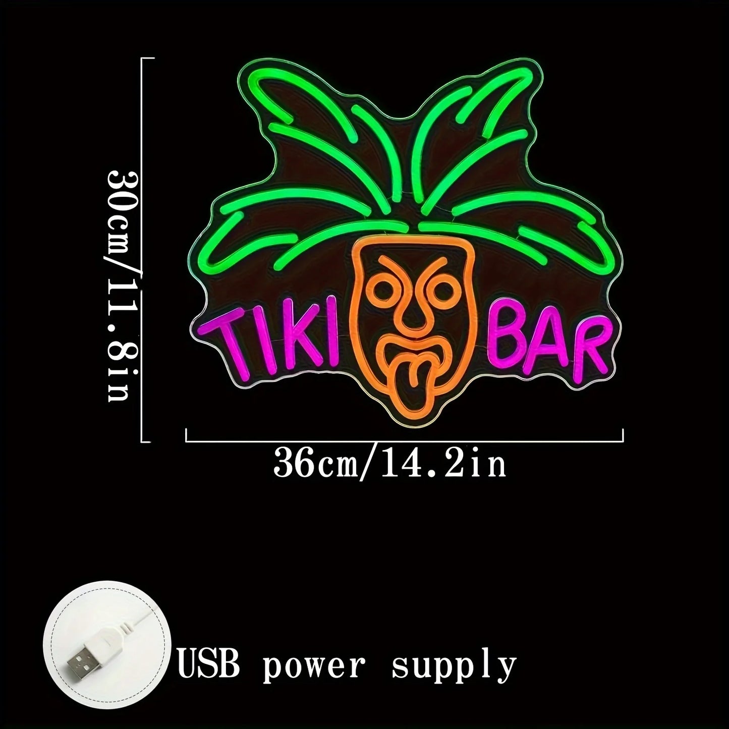 Tiki Bar Neon Light Sign Acrylic Dimmable LED Neon Sign 16"x13" Beer Bar Pub Club Restaurant Wall Deocr Artwork Gift Signs