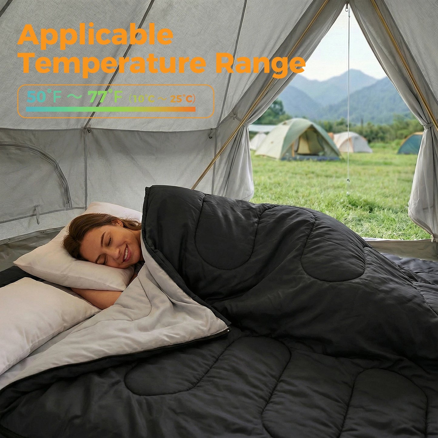 JHK Double Sleeping Bag for Adults with Pillow Lightweight 3 Season Portable Compact Sleeping Bag for 2 Person Hiking Fishing