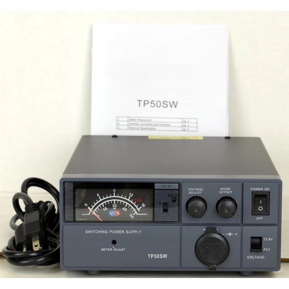 Upgraded version TP50SW 50 Amp 13.8V Analog DC Power Supply with Cigarette Plug,Black,Free shippment