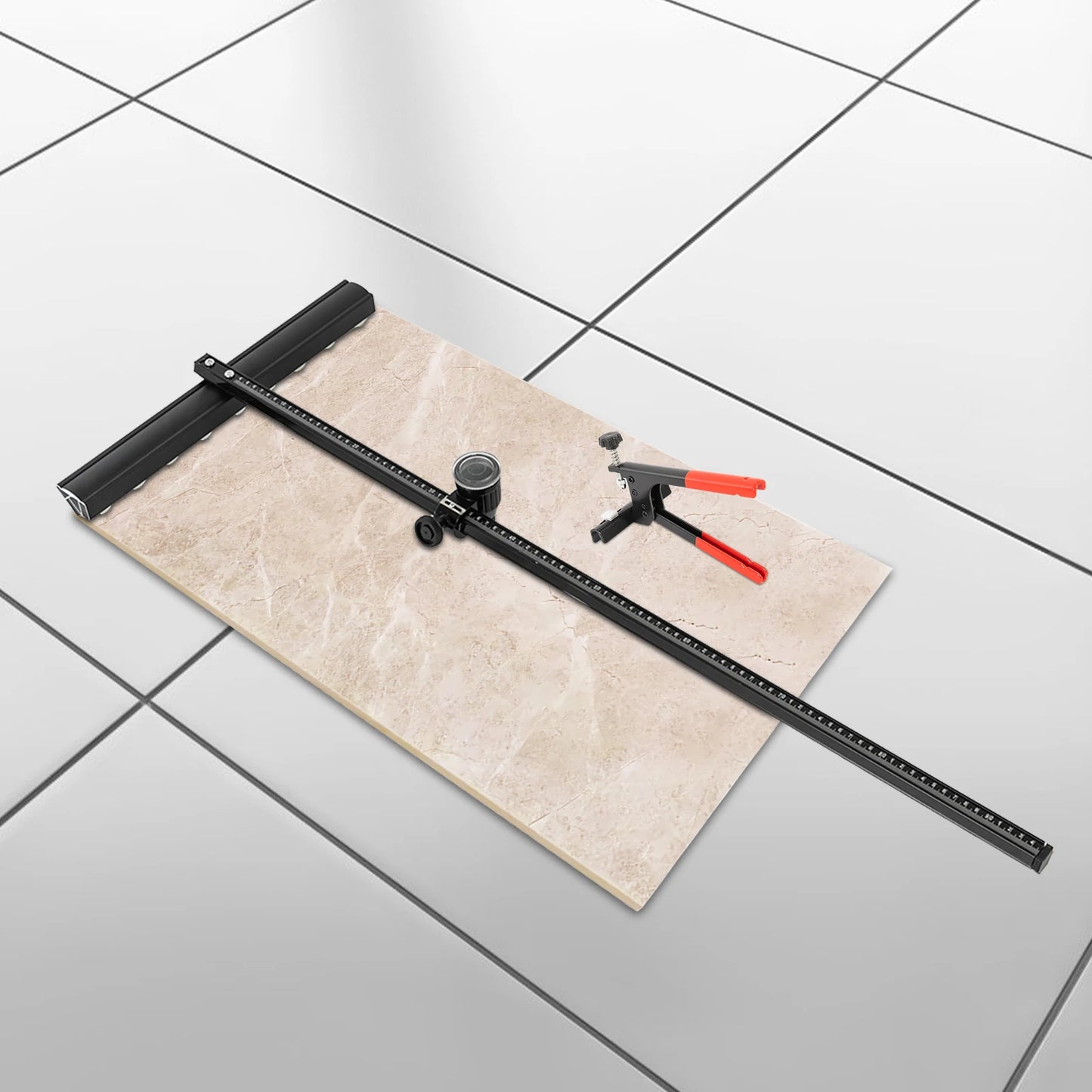 T-Shaped Manual Tile Cutter Hand Tool Ceramic Floor Cutter with One Dividing Plier and Two Cutting Blades for Cutting Tiles Glas