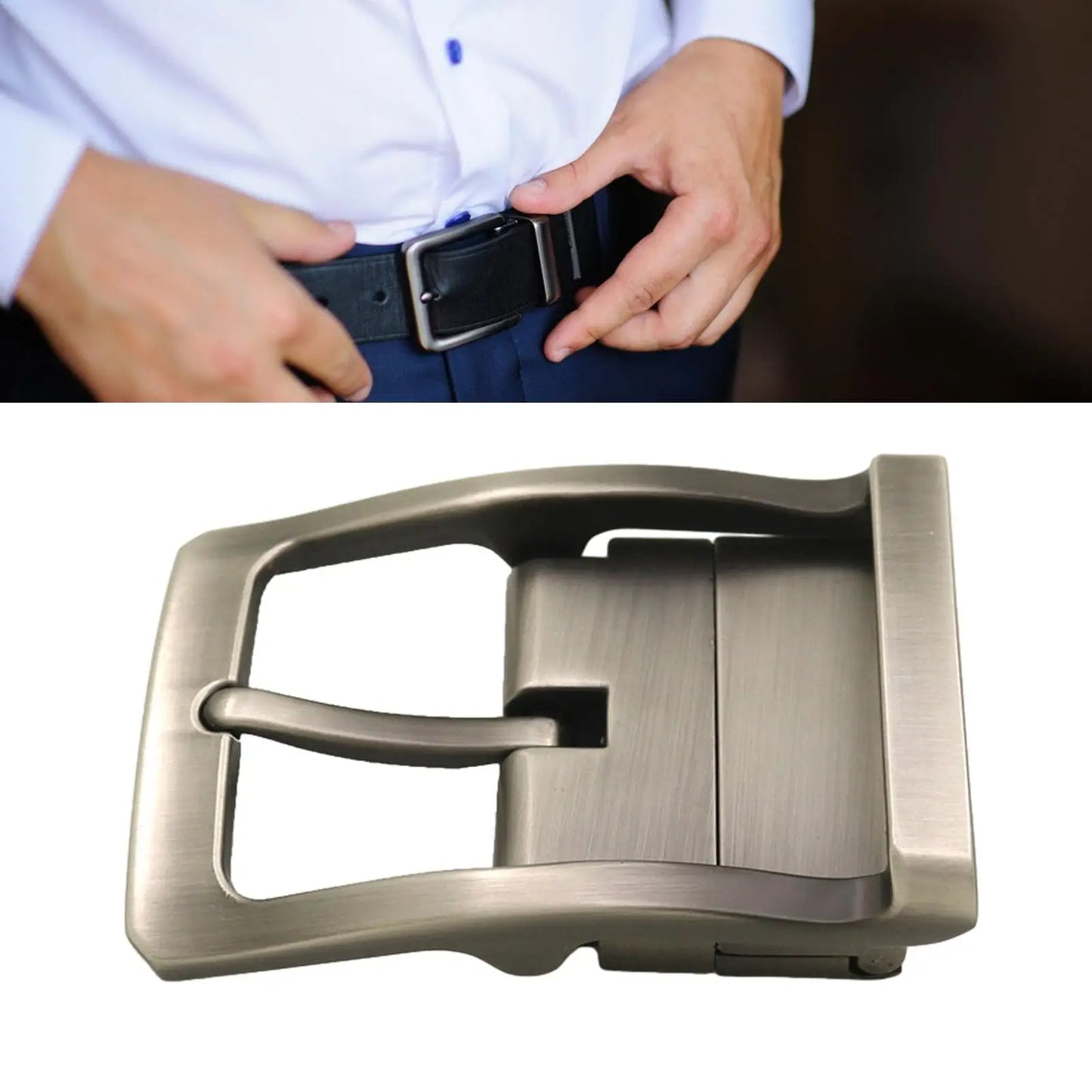 Alloy Mens Belt Buckle Replacement Reversible Rectangular Single Prong Accessory for Leather Crafts or Bag Fixing