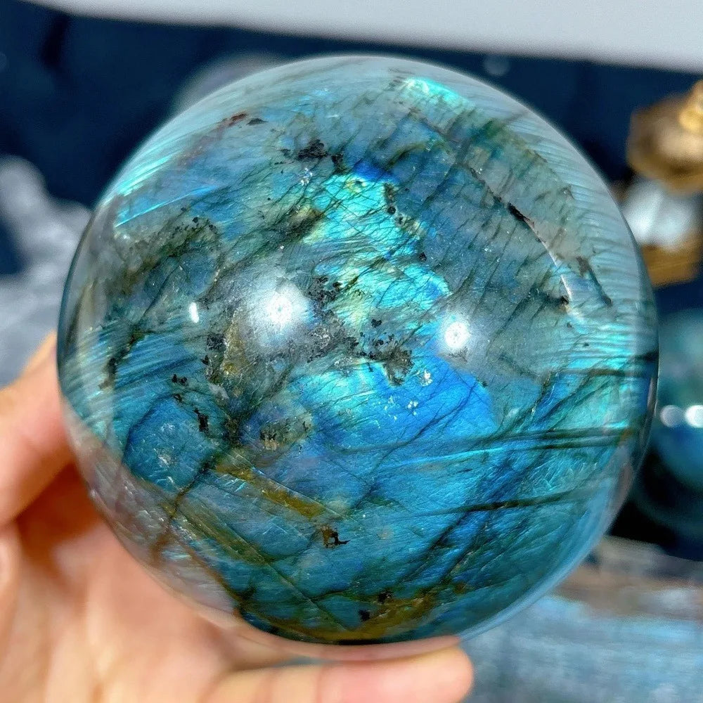 8.5-9CM  Labradorite Ball Sphere  Crafts  Agate  Crystal Jem Stone  Mineral Specimen Wiccan Decor Crystals and Stones Healing