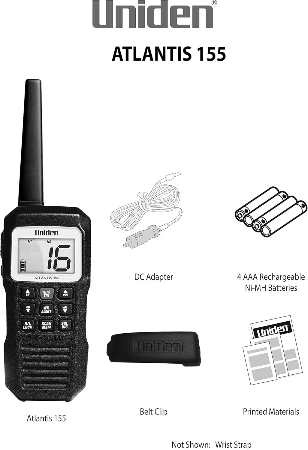 Floating Waterproof VHF Marine Radio with Dual-Color Screen, All Channels, NOAA Weather Alert, Long Battery Life