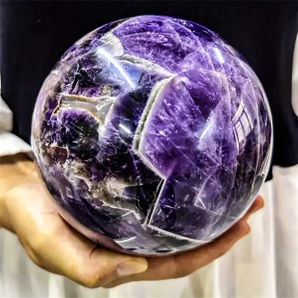 1pc Large Dream Amethyst Sphere Dream Purple Hand Carved Sphere Quartz Crystal Purple Ball Home Decor