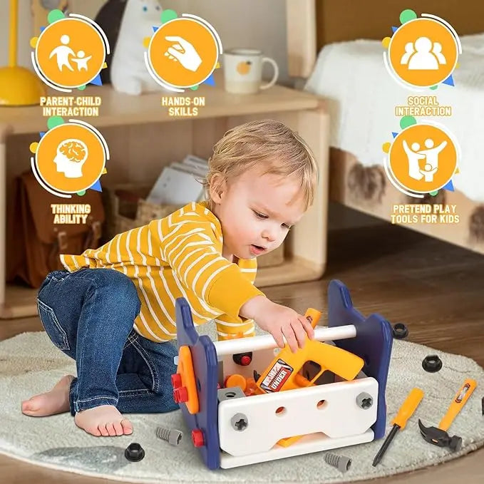 41Pieces Set with Electric Drill Children Repair Tool Kit Box Screw Hammer Play House Puzzle Educational Toys for Boys Girls