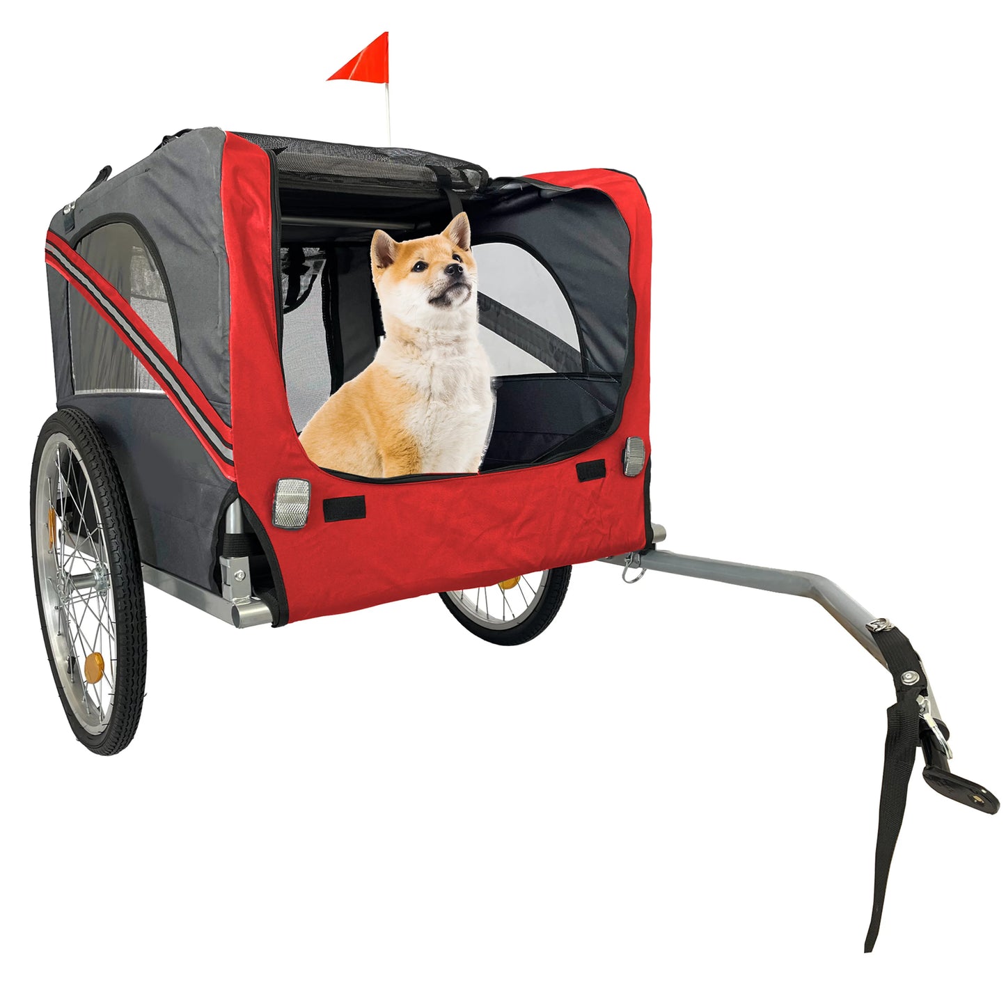 Dog Bike Trailer, Outdoor Foldable Utility Pet Stroller with 20 Inch Wheels Easy to Connect & Store