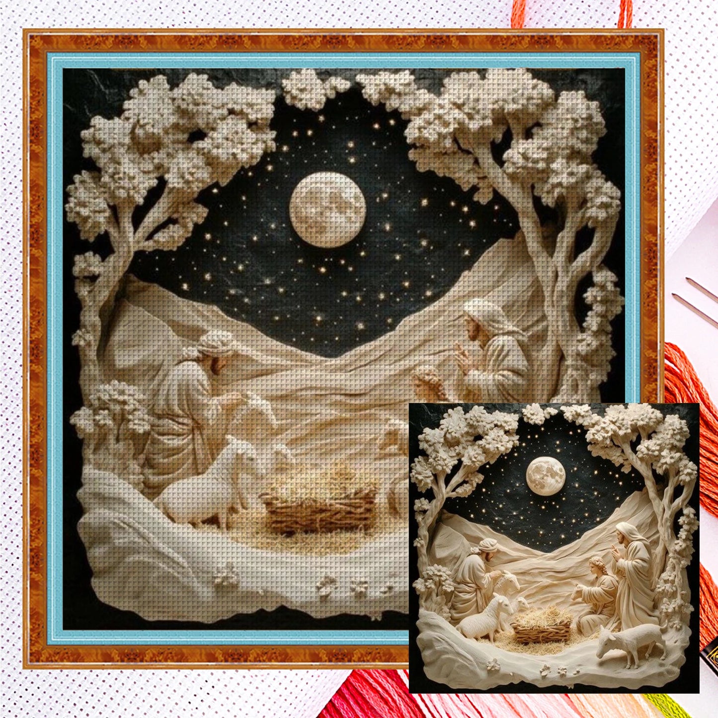 Jesus Full 14CT DIY Counted Cross Stitch Kits for Beginners Adults Home Decor Embroidery Needlepoint Starter Kits 15.60x15.60in