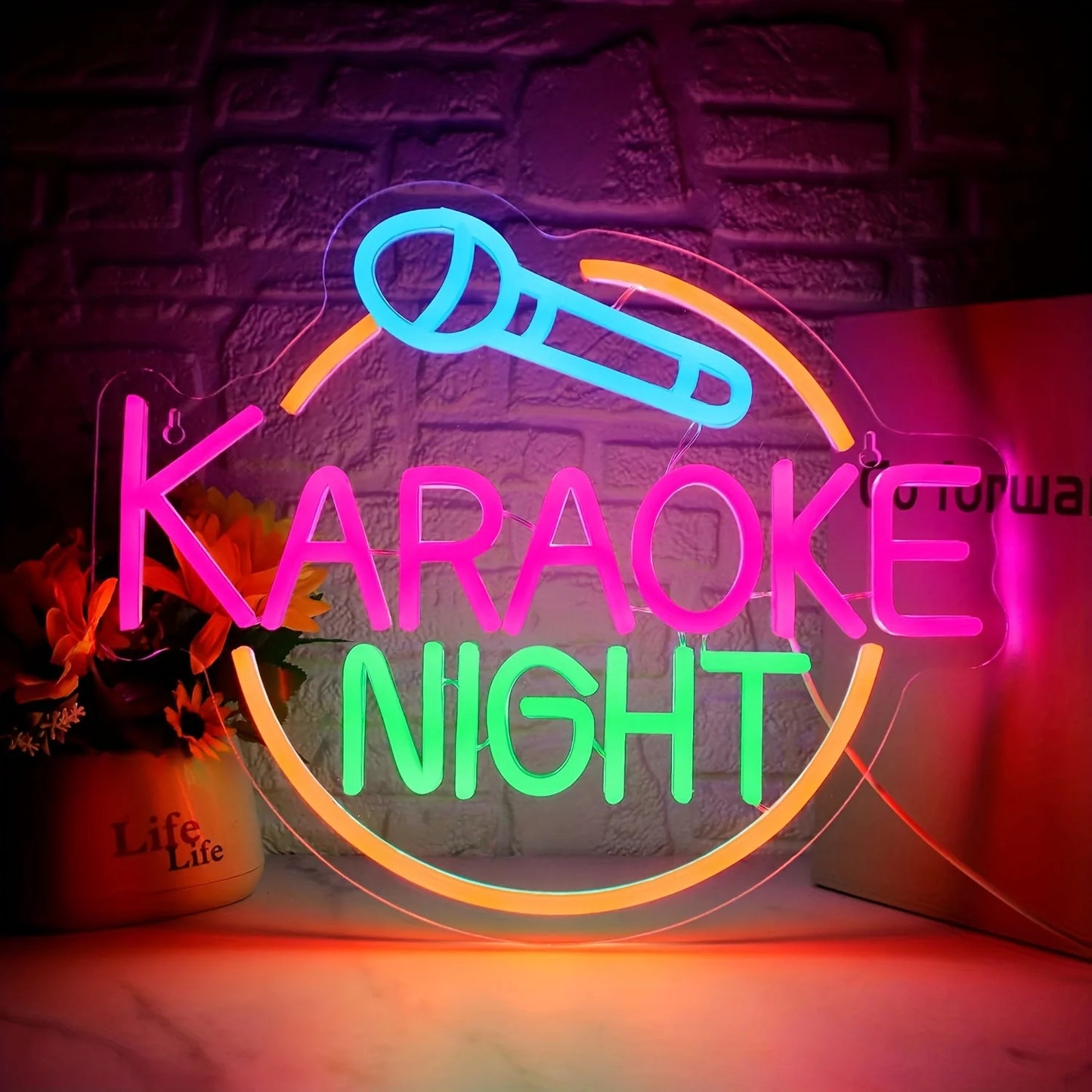 Karaoke Night Neon Sign, Led Bar Neon Light Signs for Wall Decor,  Bar Open Wall Led Neon lights for Game Room Man Cave Bar Pub