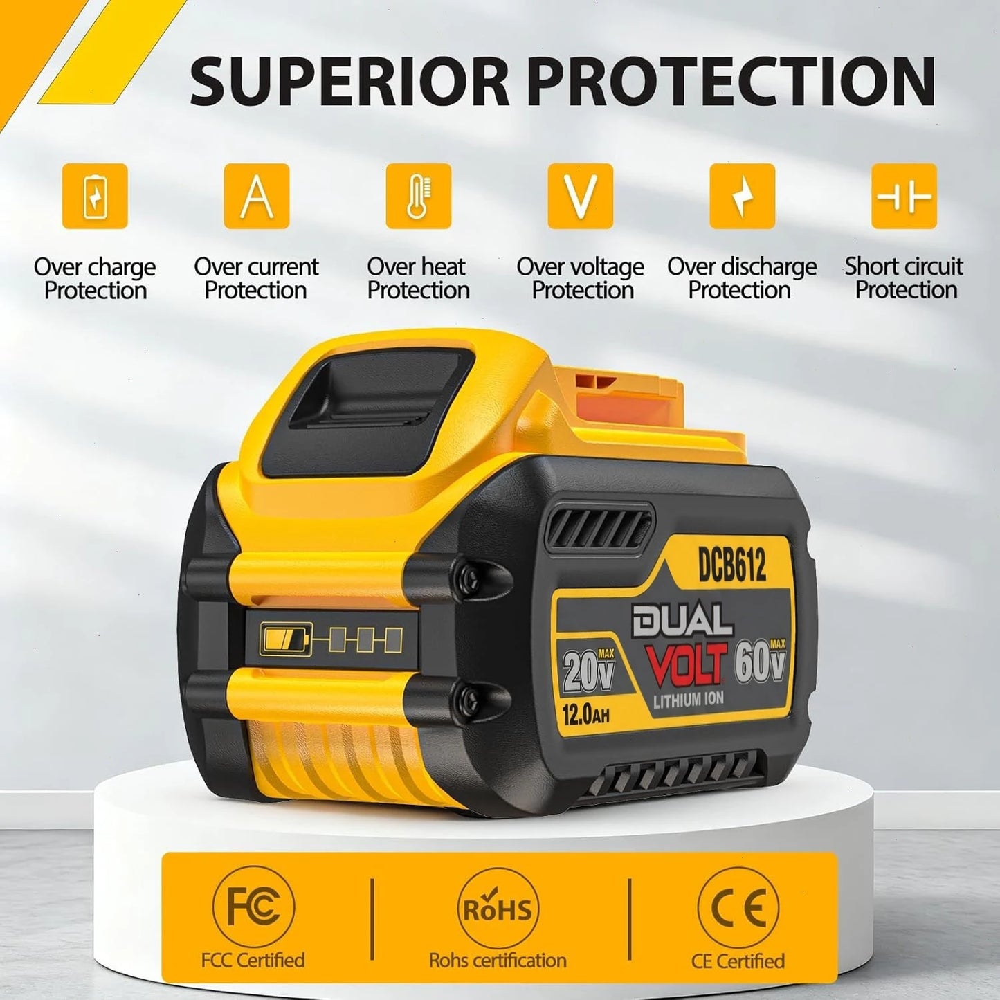 1/2/4PACK 12.0Ah Batteries For DEWALT FLEXVOLT 20V 60V MAX Lithium Ion Battery DCB609 DCB606 DCB612 Fit Compatible With Dewalt