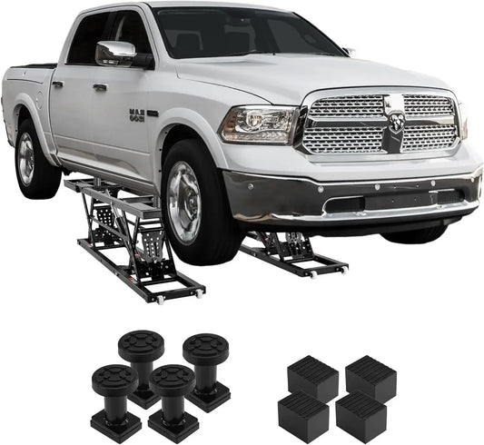 Bestseller7000 LBS Capacity Portable Car Lift, 26.8" Max. Height, with Extended-Length Plates, Heavy-Duty Carbon Steel Truck