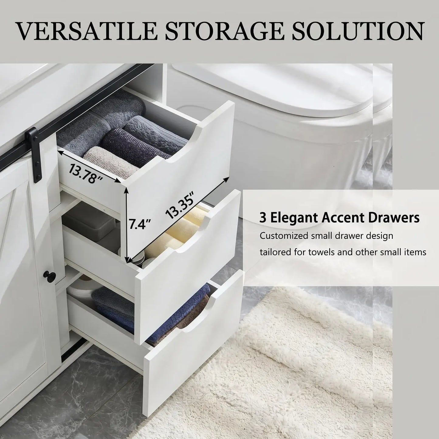 30" Farmhouse Bathroom Vanity with Sink, Freestanding Bathroom Storage Vanity Cabinet w/Sliding Barn Door