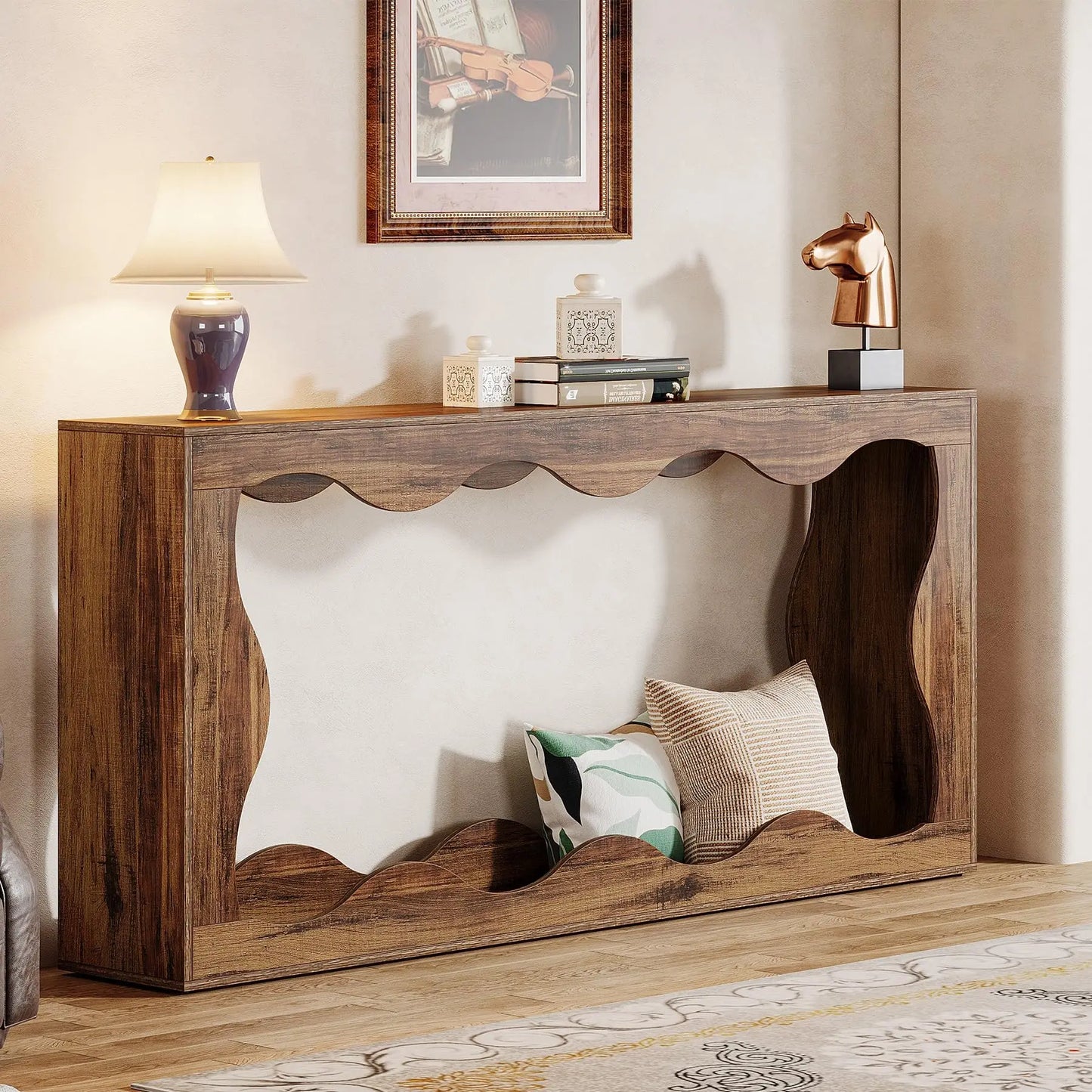 Tribesigns 63 Inches Farmhouse Console Table with Storage, Couch Table Behind Sofa, Long Entryway Table, Sofa Console Table, Nar
