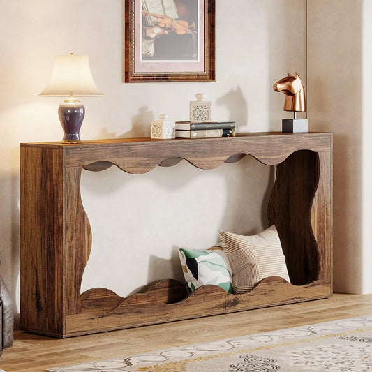 Tribesigns 63 Inches Farmhouse Console Table with Storage, Couch Table Behind Sofa, Long Entryway Table, Sofa Console Table, Nar