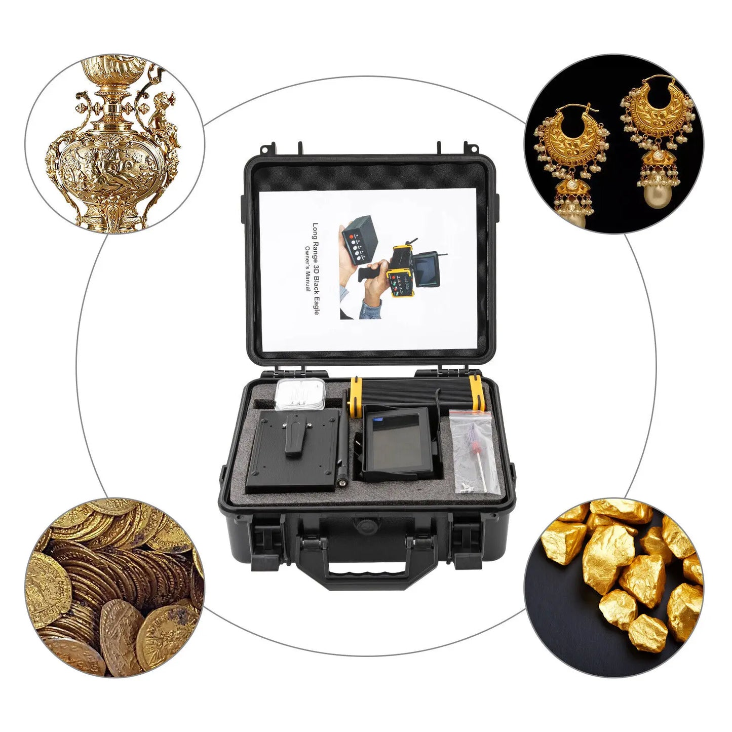 Treasure Hunter 3D Metal Detector: Long Range Gold Silver Gem Diamond Finder with LCD