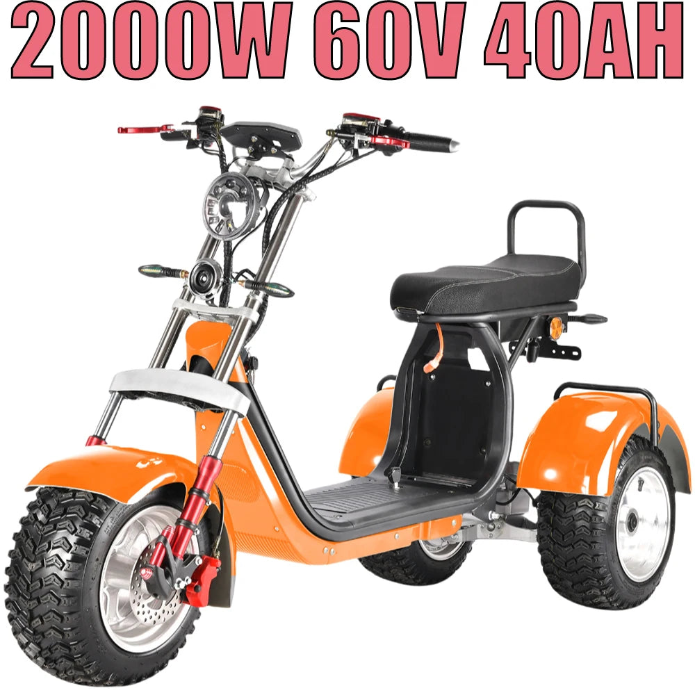 New 3000W60V30AH Mileage 55KM Electric Tricycle Three-person seat Disabled Commuting Elderly Household Adult Electric Scooter
